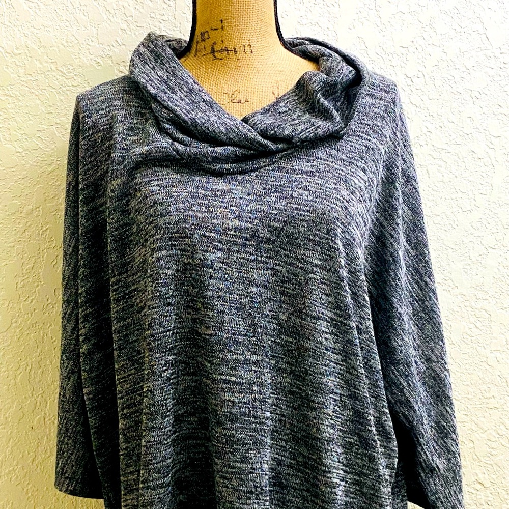 DRESS BARN Black Multi Color Cowl Neck Sweater 3XL